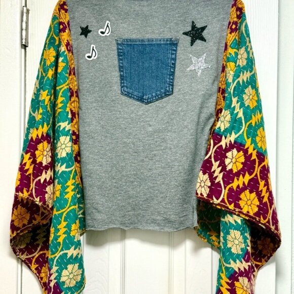 Tom Petty Graphic Tee with Colorful Kimono Sleeves - Picture 7 of 7